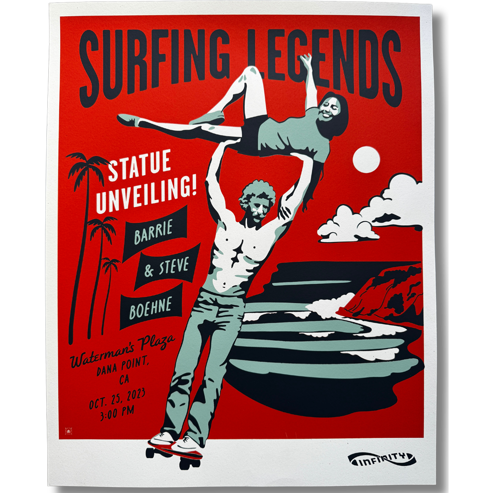 Surfing Legends Statue Poster